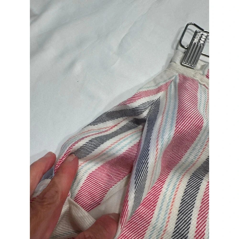 Cupcakes and Cashmere Striped Mini Skirt Drawstring Pockets Small Pink White